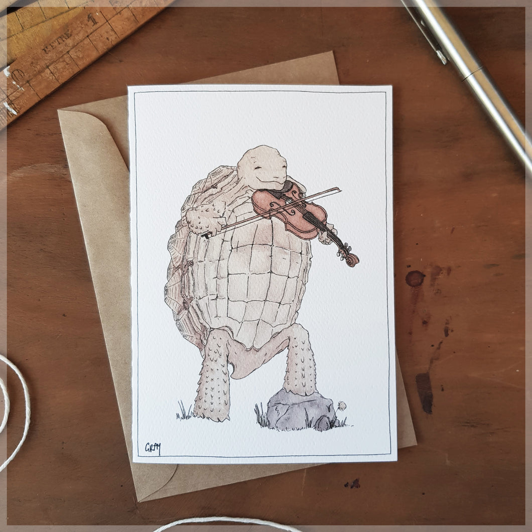The Tortoise & His Violin - Greeting Card