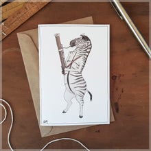 The Zebra & Her Bassoon - Greeting Card