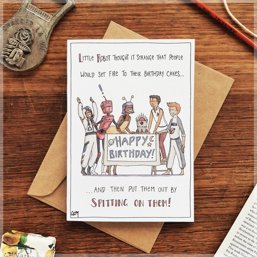 Cake on Fire - Greeting Card
