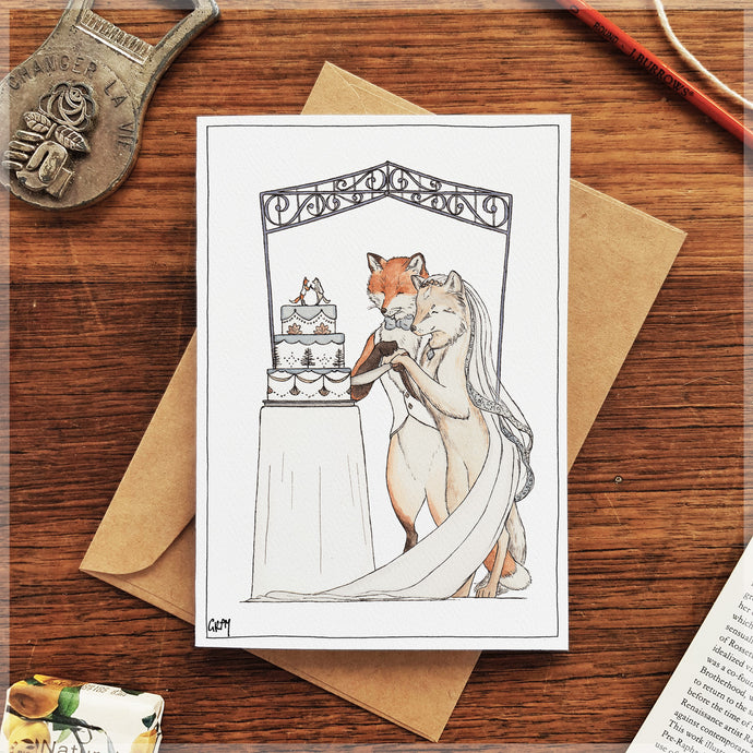 Fox and Wolf Wedding - Greeting Card