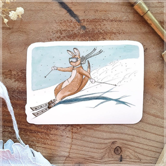 Drawing of skiing kangaroo