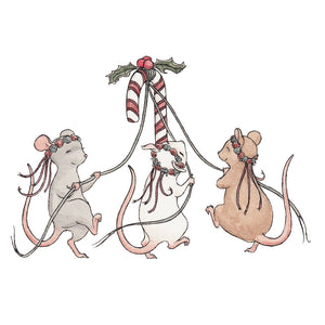 Three Festive Mice - Christmas Card