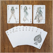 Hand Illustrated vogue fashion playing cards showing the suit of spades. 