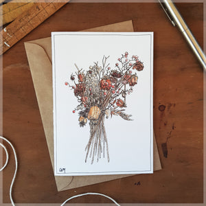 Dried Bouquet Red - Greeting Card