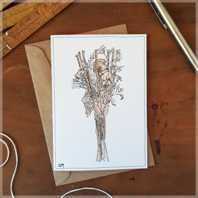 Dried Bouquet White - Greeting Card