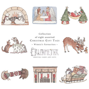 Eight assorted Christmas themed drawings available as gift tags and greeting cards.